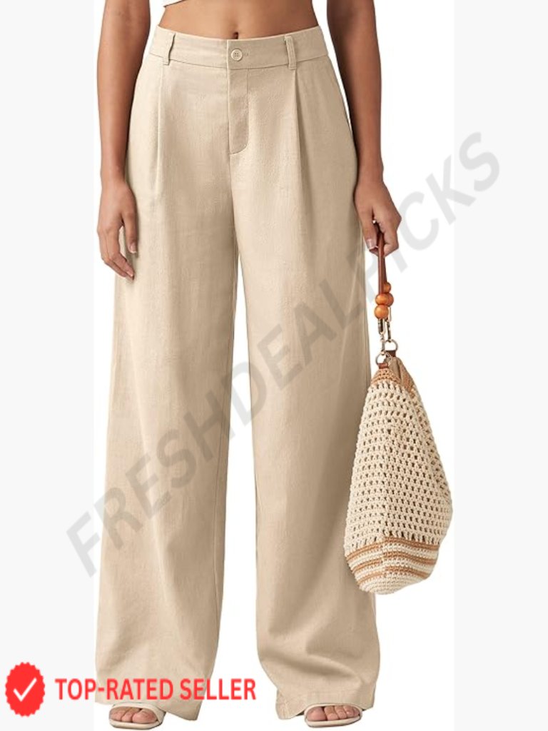 Wide Leg Linen Pants Chic Minimal Work Casual Palazzo Slacks With Pockets